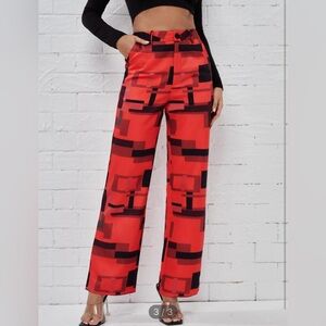 SHEIN geoprint slant pocket prints